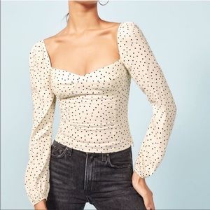 Reformation Reign Polka Dot Bustier Top Size 6
